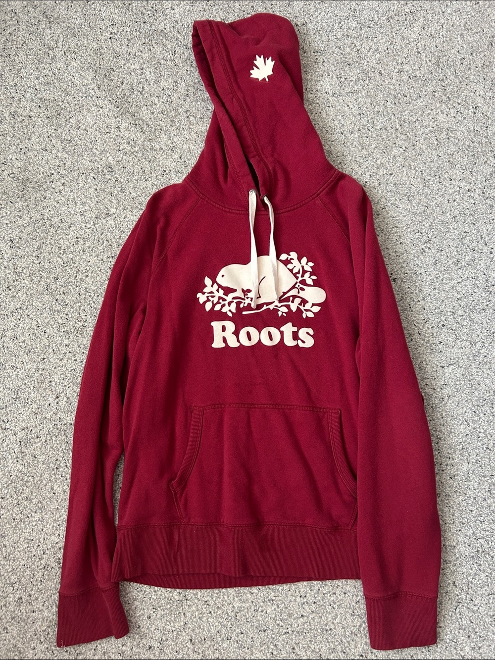 Roots Women's Maroon Hoodie with White Beaver Logo